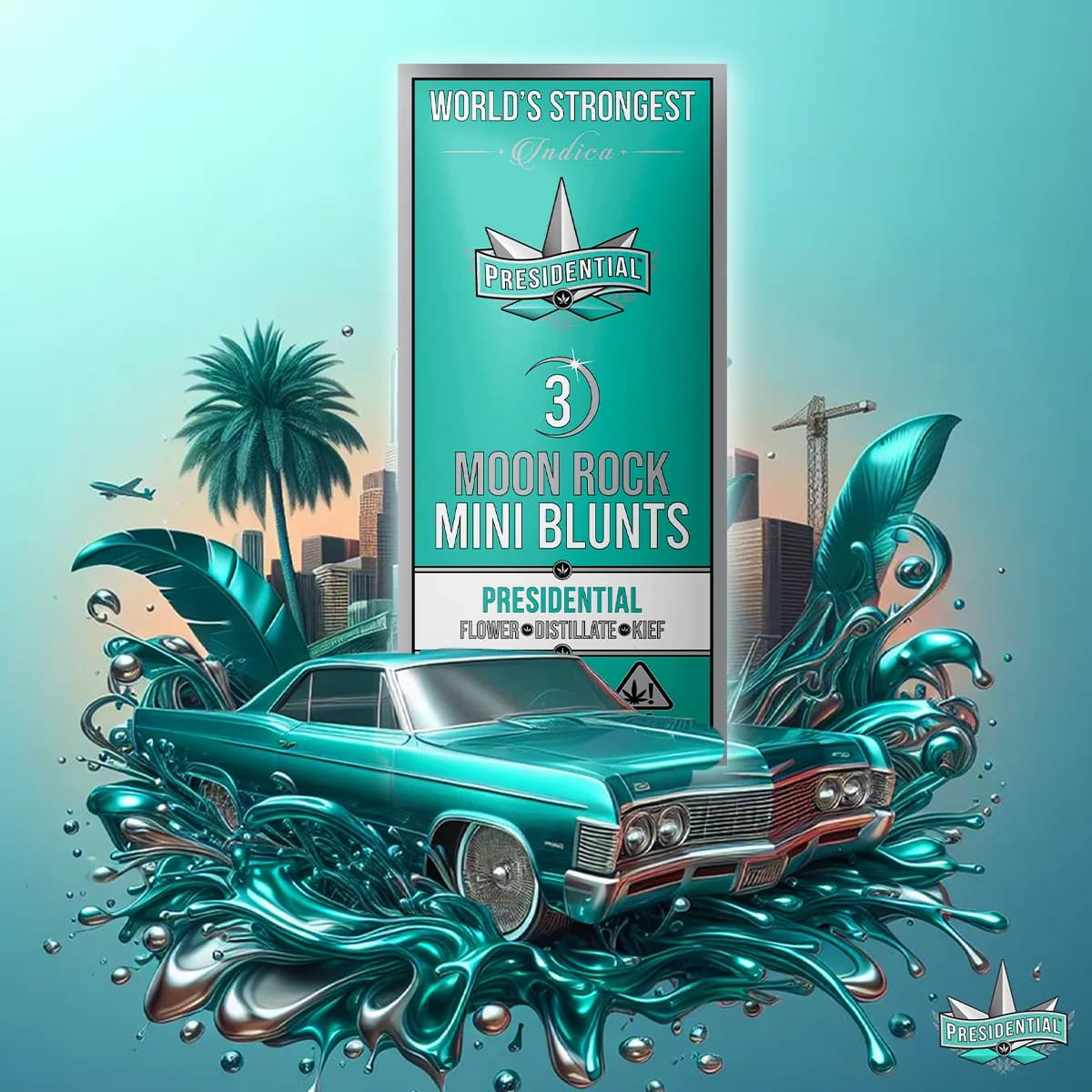 Presidential Classic mini blunt packaging with illustrated label artwork