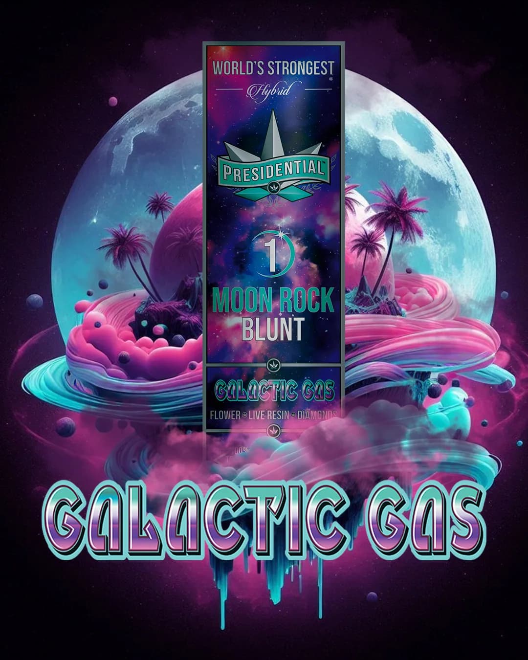 Presidential Galactic Gas blunt packaging with illustrated label artwork