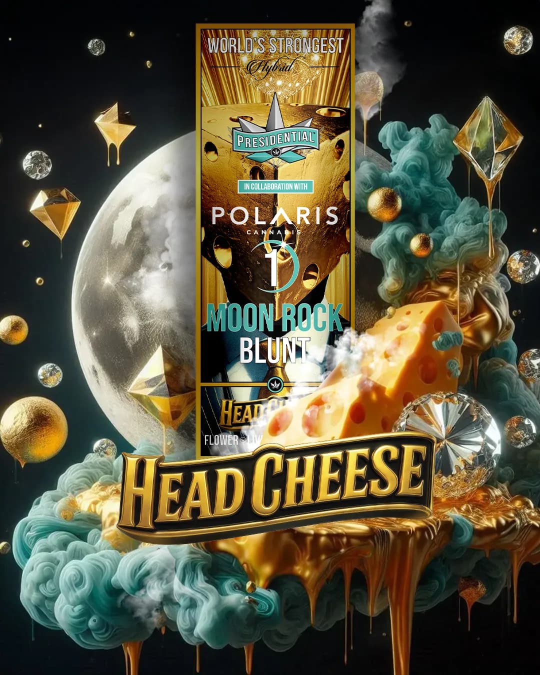 Presidential Head Cheese blunt packaging with illustrated label artwork