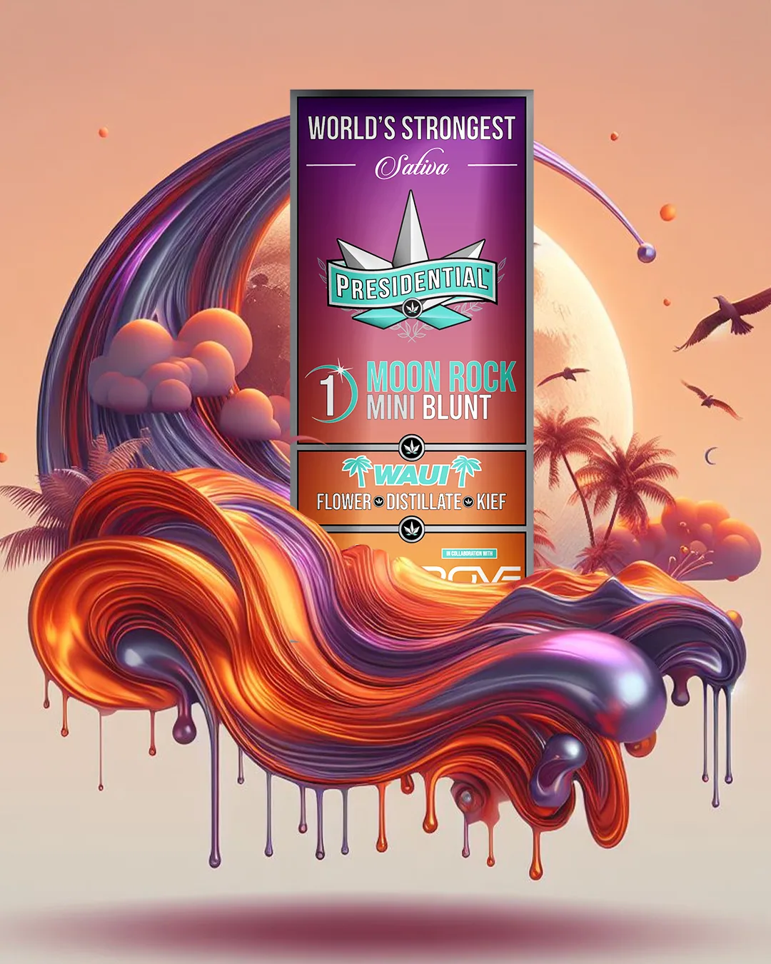 Presidential Waui single mini blunt packaging alternate edition 2 with illustrated label artwork