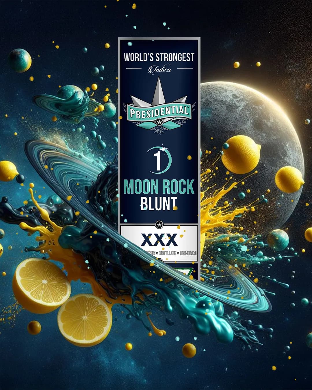 Presidential XXX blunt packaging alternate edition 2 with illustrated label artwork